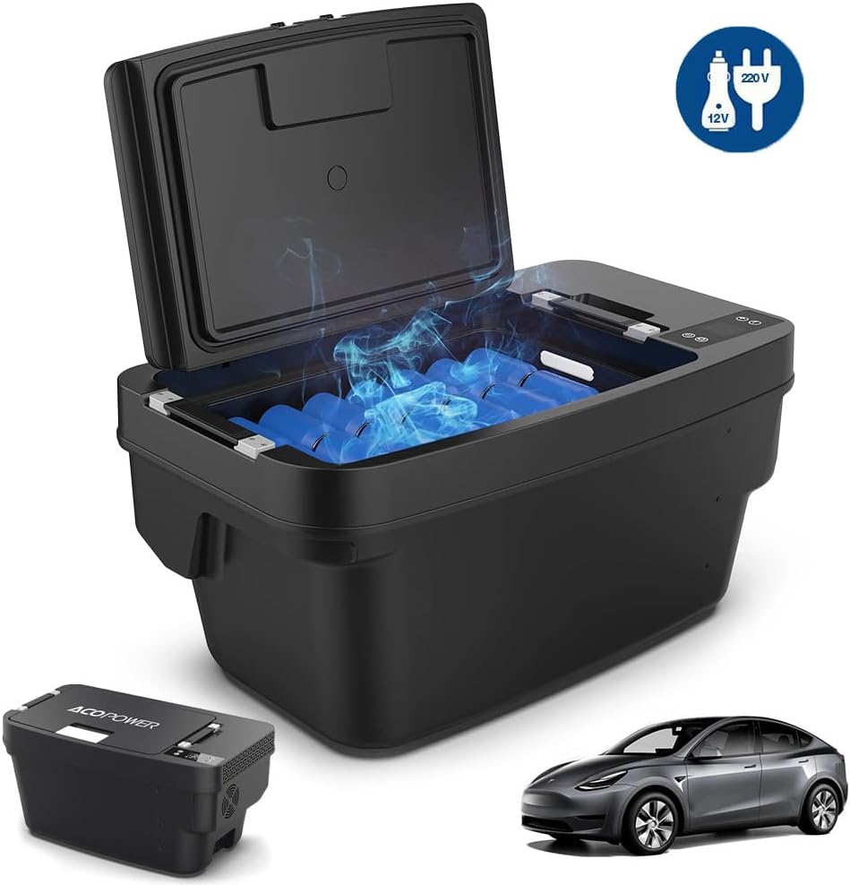 ACOPOWER 12 Volt Car Refrigerator for Tesla Model Y,Tesfridge 35QT Electric Cooler, 12V Fridge APP Control, Portable Freezer Compressor Cooler,-4°F to 68°F,for Outdoor,Travel,Camping, Picnic