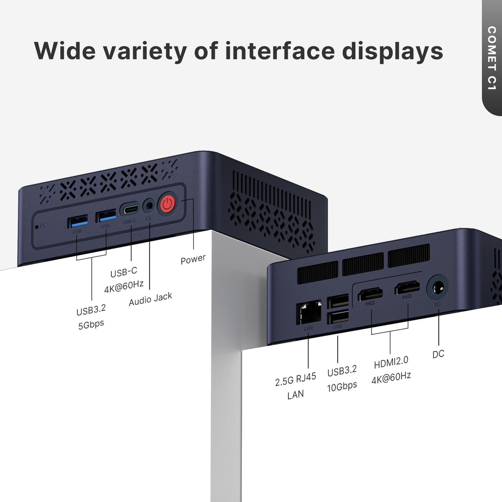 N97 Mini Desktop PC, 16GB RAM 512GB PCIe SSD Mini PC 2.5G LAN (I226V), Dual HDMI, 4K Triple Display, Full Function USB Type-C, Wi-Fi 5, USB 3.2, BT 5.0,Office/Home Use