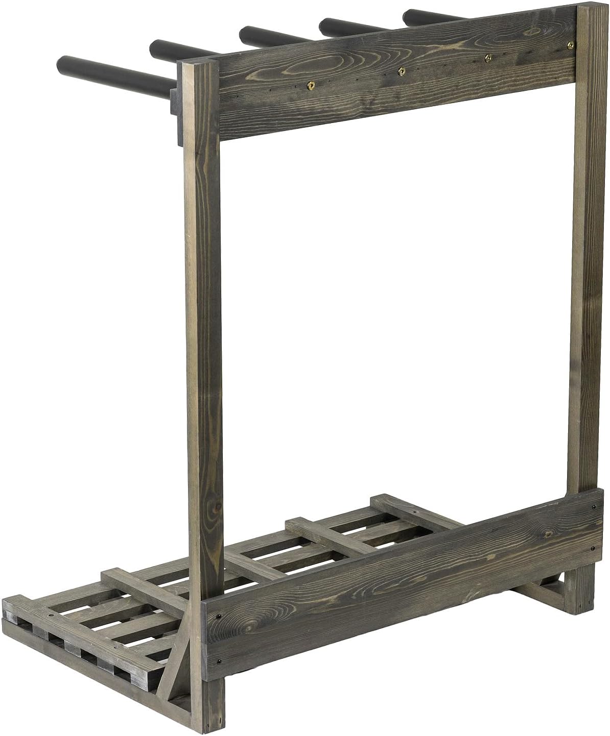MyGift 4-Ft Tall Rustic Burnt Wood Freestanding Vertical Surfboard Rack, Wakeboard SUP Paddleboard Storage Rack - Holds up to 4 Boards