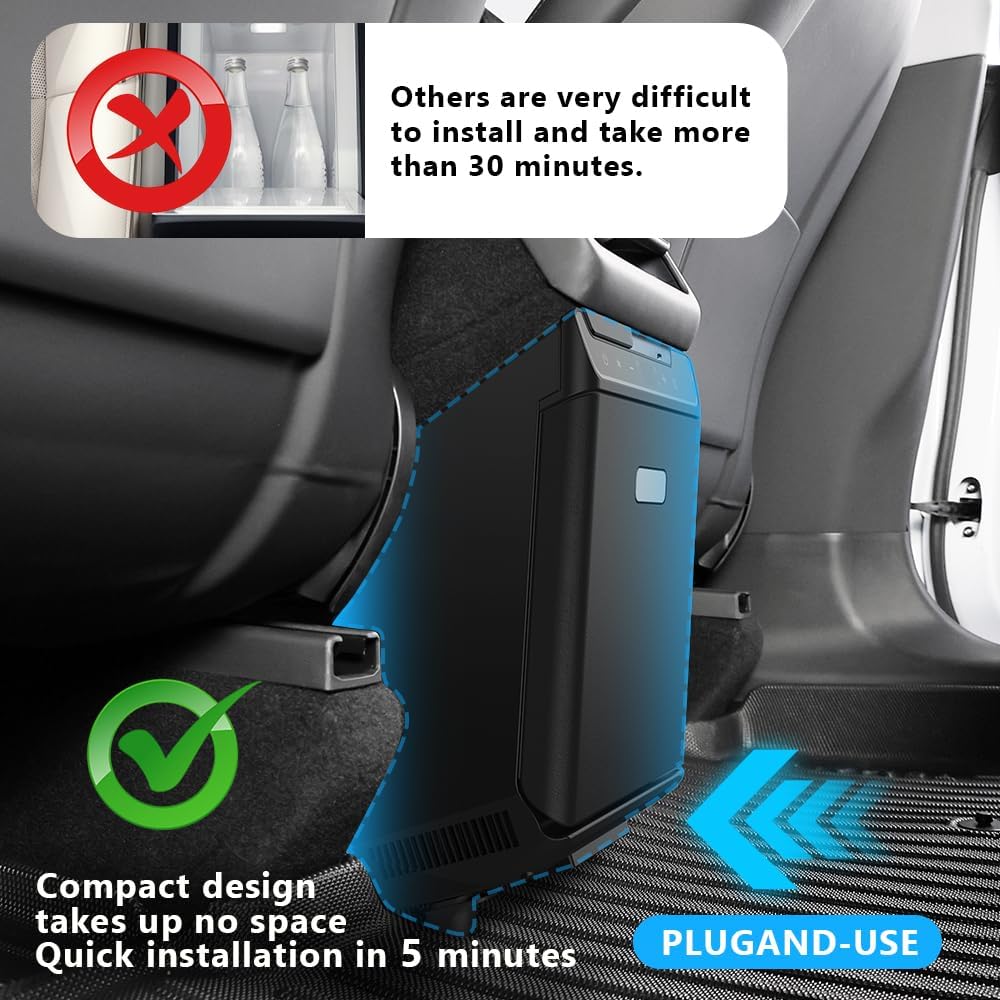 Tesla Model Y Juniper Rear Center Console Refrigerator 3.6L Portable Cooler & Warmer, Tesla accessories for Camping, Outdoor Driving, Travel