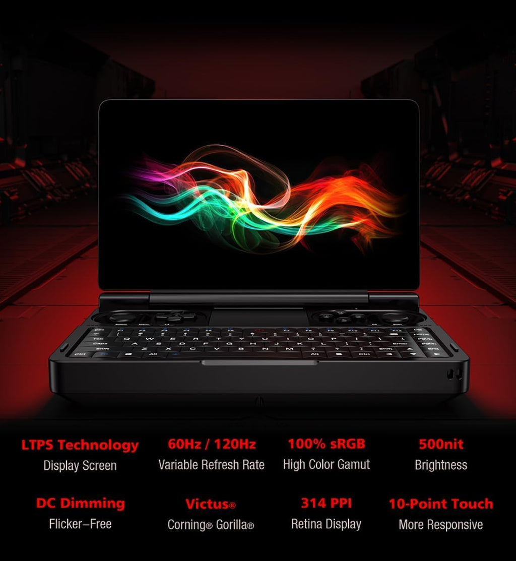 GPD WIN Mini 2025 Handheld Game Console, 7' Touchscreen Gaming PC Mini Laptop Gamepad UMPC Win11 [AMD Ryzen AI 9 HX 370 32GB RAM/2TB M.2 NVMe SSD]