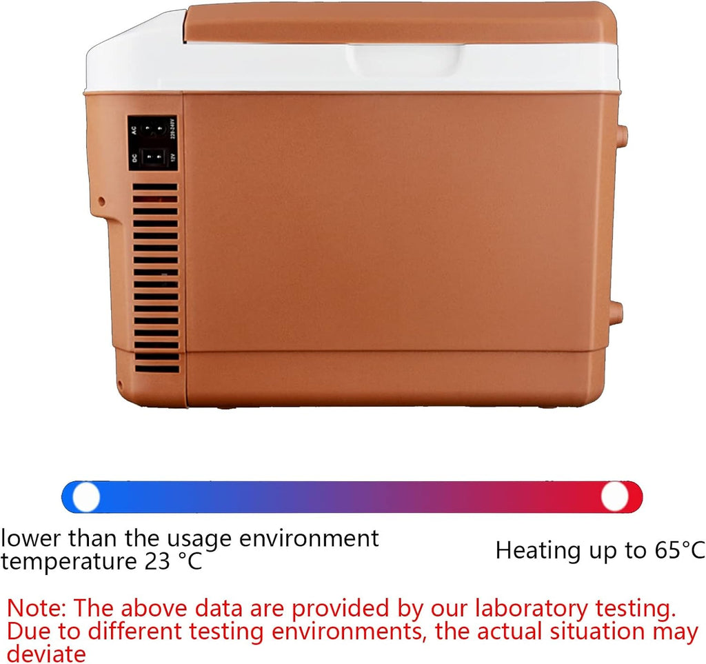 8L Hot Cold Portable Electric Cool Box Food Ice Chest Car Refrigerator AC/DC Adapter,12V / 24V / 220Vmini Drinks Fridge, for Driving, Homes, Offices (Color : Brown, Size : 8L)