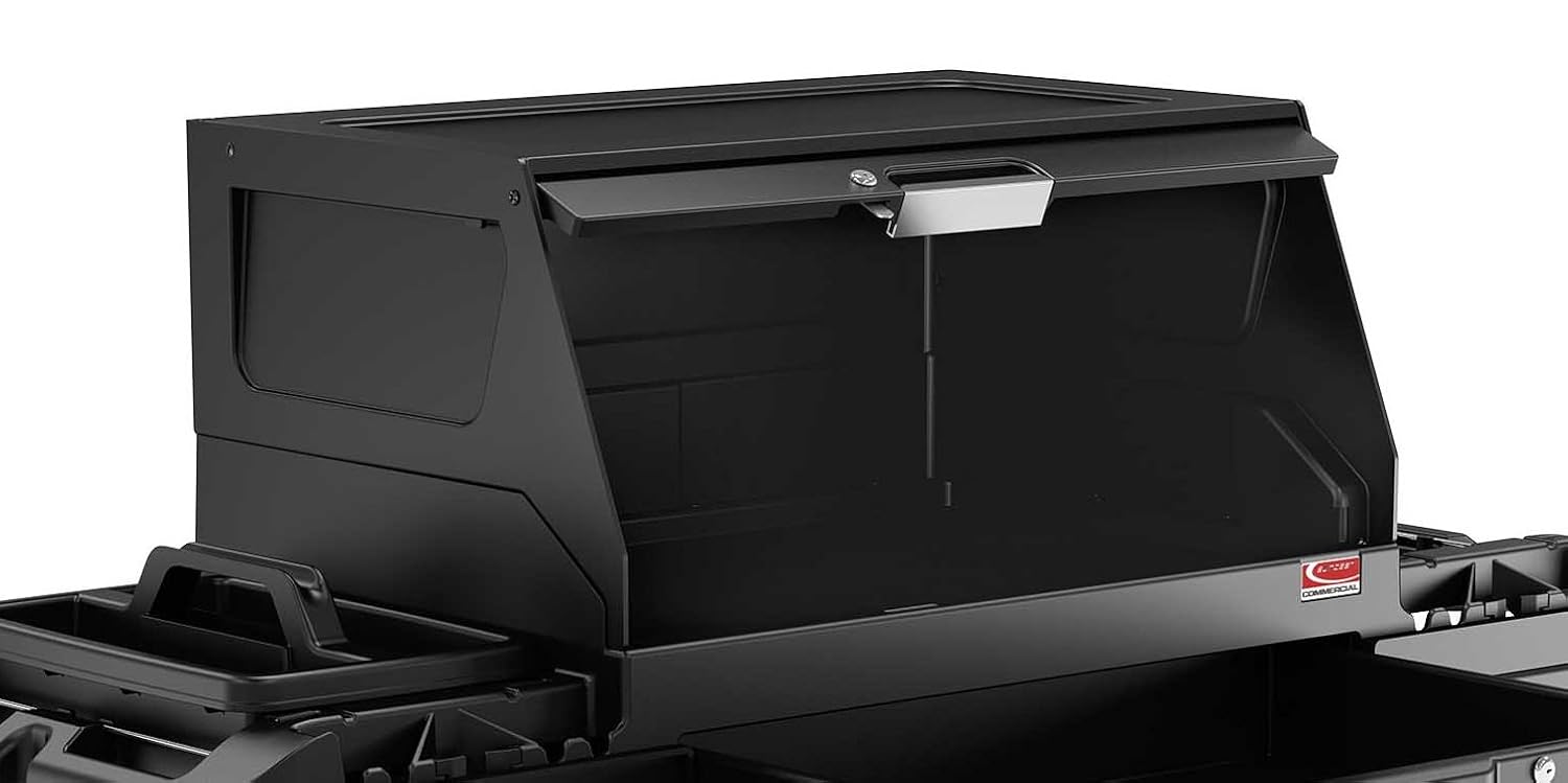 Suncast Commercial Locking Hood for Housekeeping Carts, Secure and Durable Accessory for Securing Supplies, Easy Installation, Black