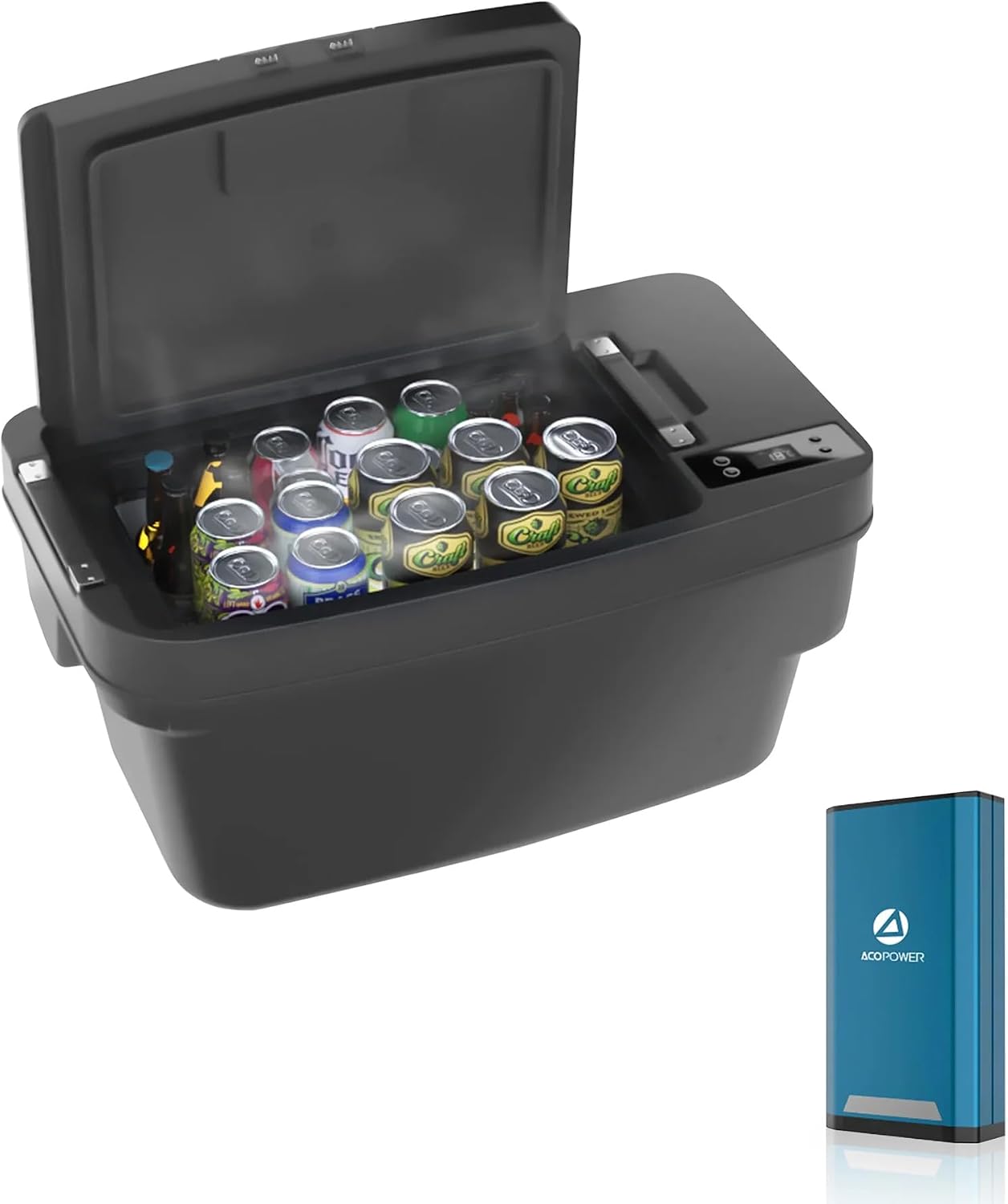 12 Volt Car Refrigerator for Tesla Model Y,Tesfridge 35QT Electric Cooler, 12V Fridge APP Control, Portable Freezer Compressor Cooler including Battery,-4°F to 68°F,for Outdoor,Travel,Camping, Picnic
