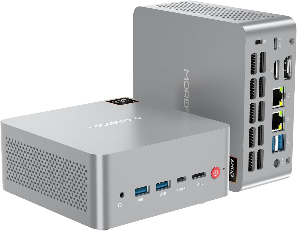 MOREFINE AI Mini PC AMD Ryzen AI 7 350(5 GHz | 66 Tops | Radeon 860M) 16GB 1TB SSD Mini Gaming Computers Oculink/USB 4.0/4-Screen 4K Display/WiFi 6/BT5.2/2.5G LAN Port