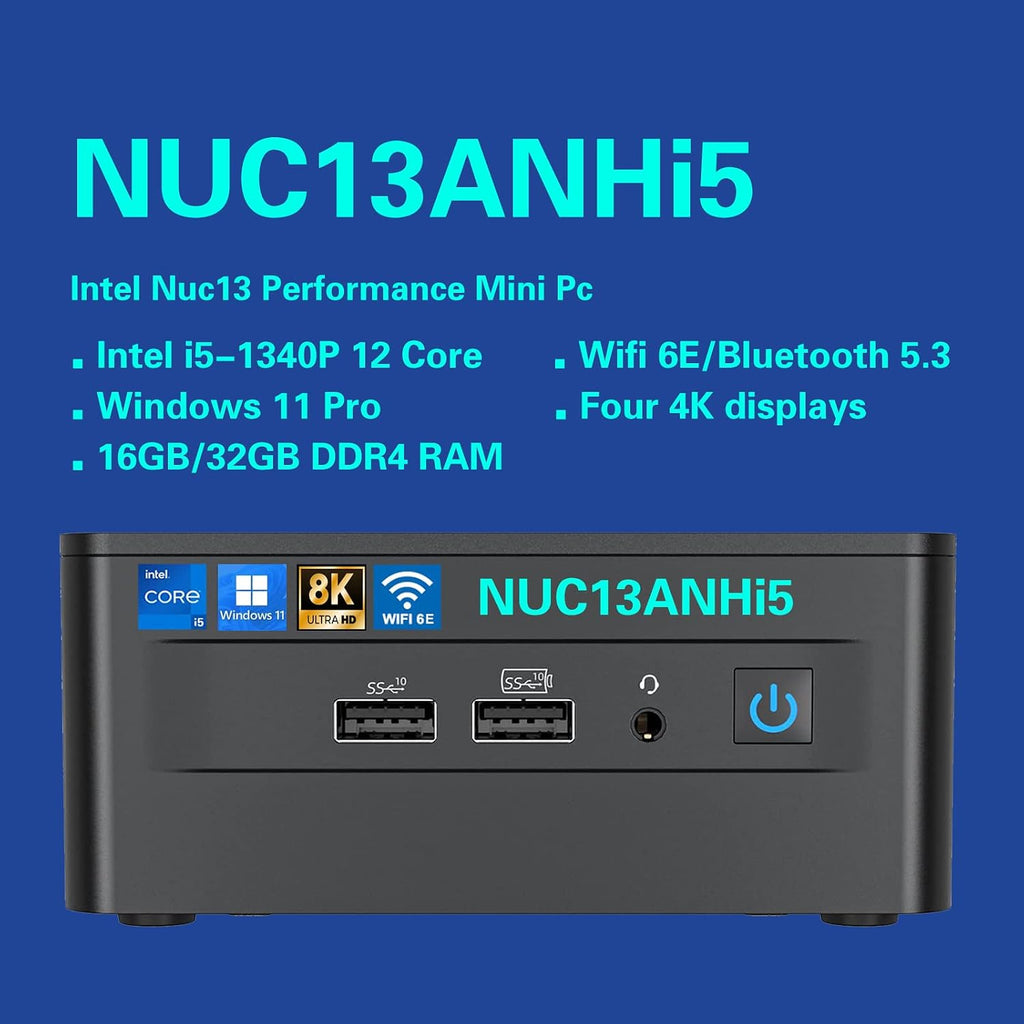 Intel NUC 13 Pro NUC13ANHi5 Arena Canyon Mini PC Mini Computer,Barebone,Intel Core i5-1340P 12 Core,16 Thread,Up to 4.6 GHz Turbo,NVMe SSD DDR4,WiFi 6E,BT 5.3,8K Support,Gaming,No RAM,No SSD,NO OS