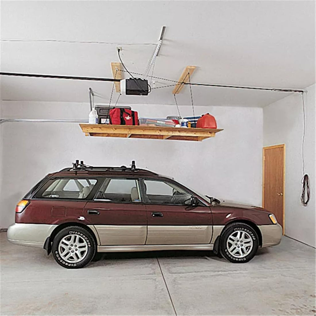 HARKEN Hoister Cargo Carrier Box & Overhead Garage Storage Hoist System for Cargo, Canoes, Boards (90lb Capacity, 16ft Ceiling) Self-Leveling, Safe Anti-Drop, Easy One-Person Operation -7802.16
