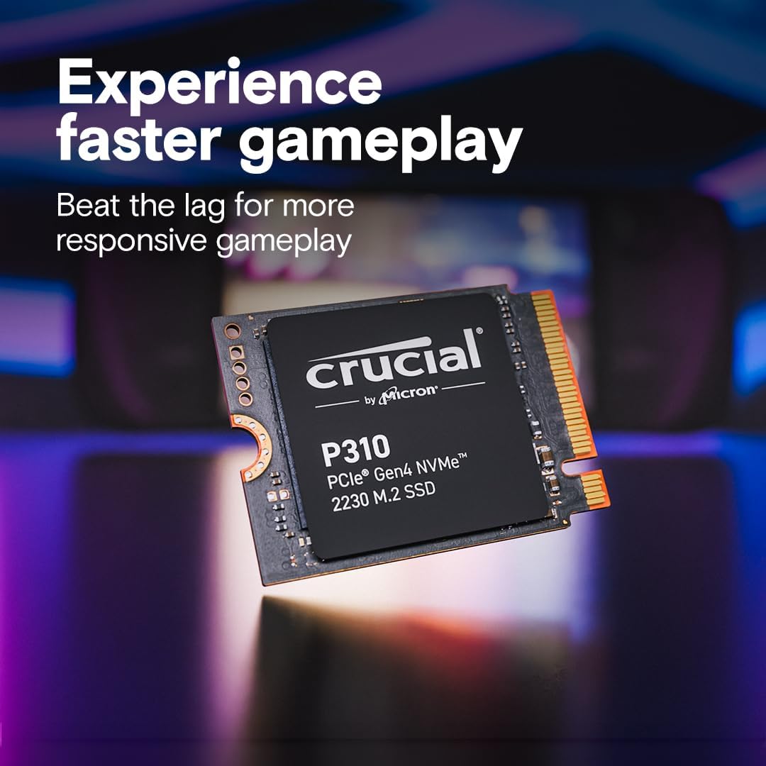 Crucial P310 1TB M.2 2230 SSD, PCIe Gen4 NVMe, Up to 7,100MB/s, Internal Solid State Drive, Ideal for Steam Deck, ASUS ROG Ally, MSI Claw, Mini PCs & Ultrabooks - CT1000P310SSD2
