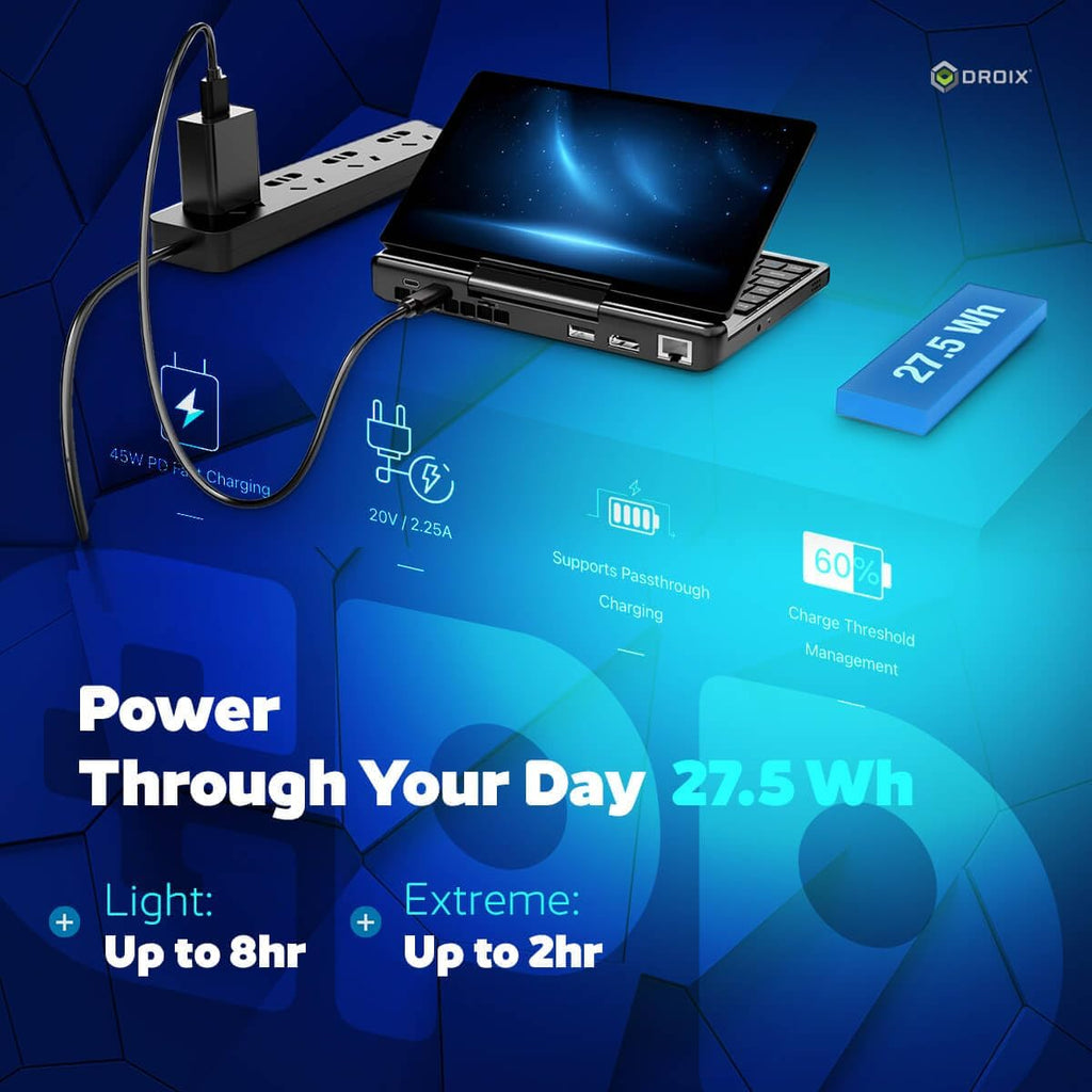 GPD MicroPC 2 | Portable Mini Laptop with 7' 1080P Display | with Intel Processor N300, UHD Graphics; 16GB LPDDR5, 512GB NVMe SSD; 2.5G Ethernet, USB-C, HDMI 2.1, Wi-Fi 6, BT 5.2