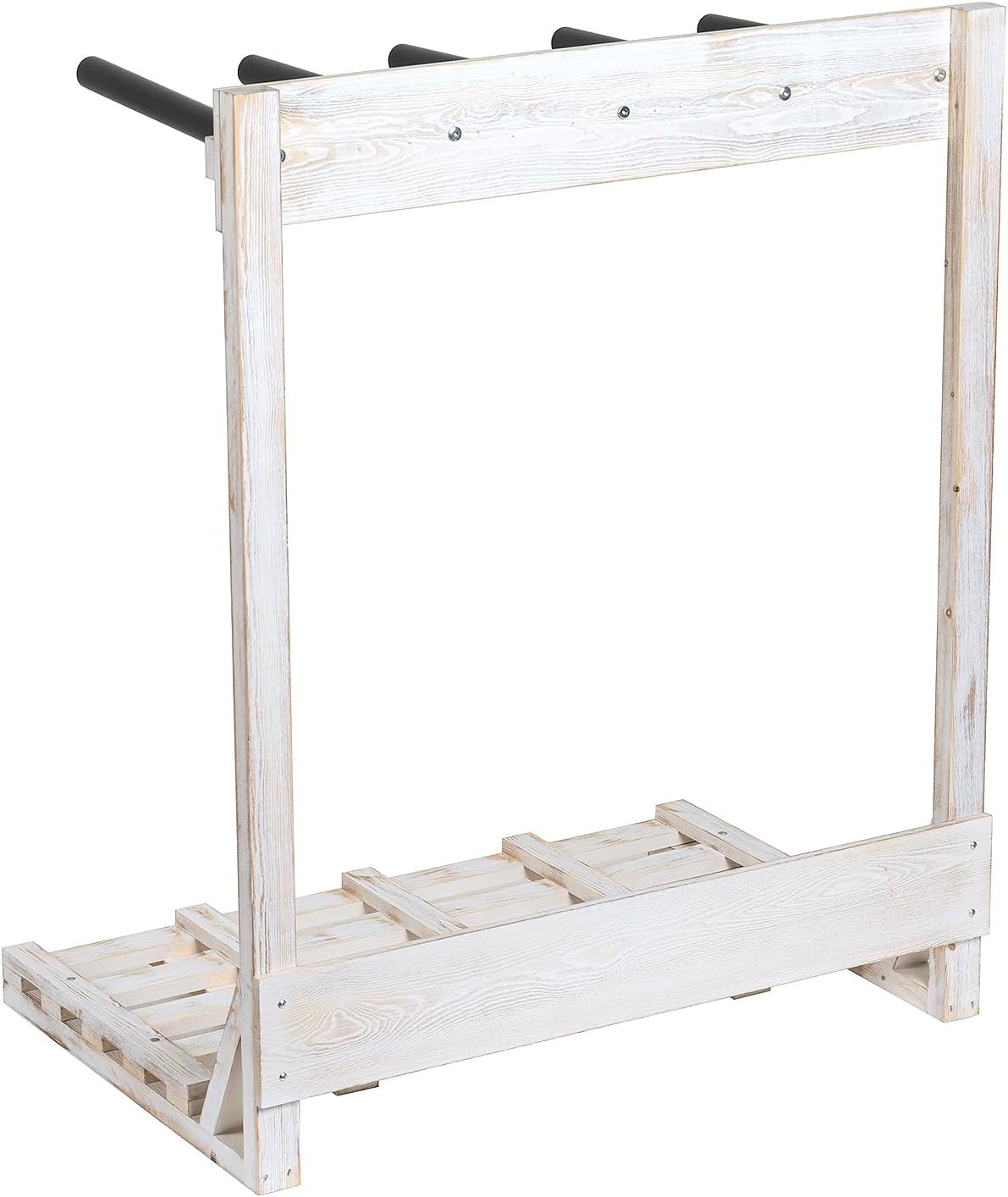 MyGift 4-Ft Tall Rustic Burnt Wood Freestanding Vertical Surfboard Rack, Wakeboard SUP Paddleboard Storage Rack - Holds up to 4 Boards