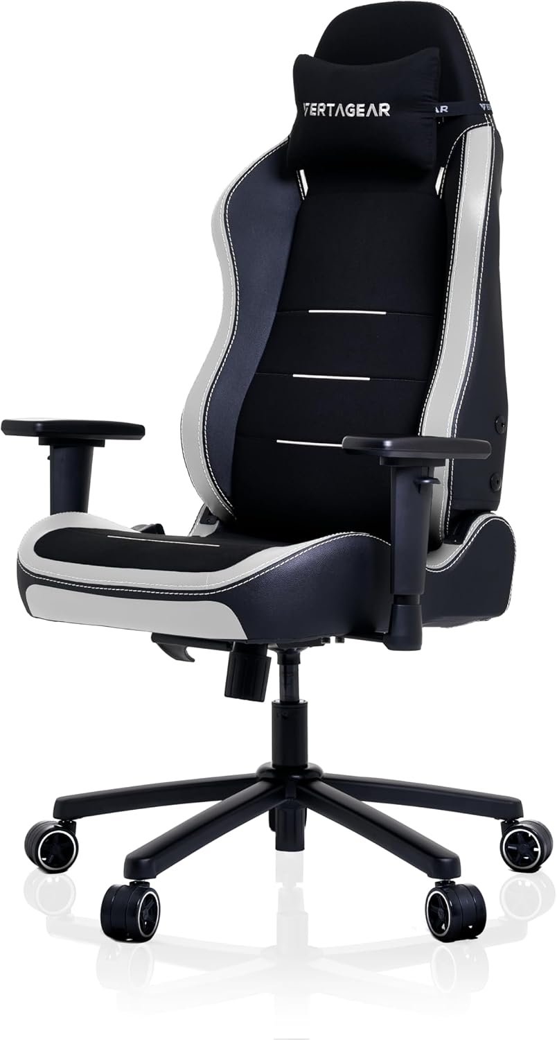 Vertagear SL3800 Ergonomic Gaming Chair featuring ContourMax Lumbar & VertaAir Seat systems - Black/White