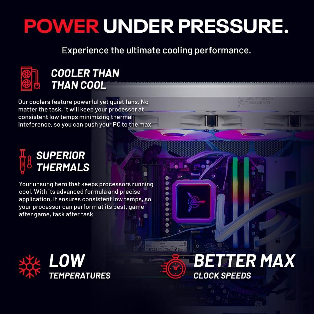 Skytech Gaming Aqua Desktop PC, Intel Ultra 9 285K 3.7 GHz(5.7 GHz), NVIDIA RTX 5070 Ti 16GB, Z890 Board, 2TB Gen4 NVMe SSD, 32GB DDR5 RAM 6000 RGB, 850W Gold ATX 3 PSU, 360mm ARGB AIO, Wi-Fi, Win 11