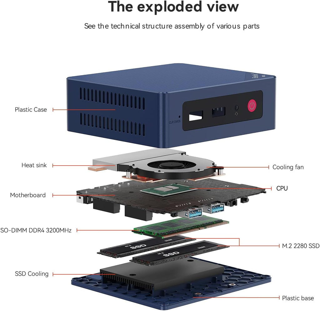 Beelink Mini PC, Mini S12 Mini Computer 12th Quad-Core N95, Desktop Computers 16G DDR4 RAM 500 SSD, Small PC 4K UHD Dual HDMI, Dual WiFi 2.5Gbps/BT4.0 for Office/Home/HTPC/W11 Home