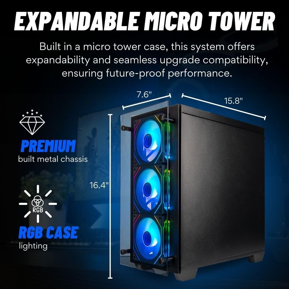 Stratos Micro RTX 5080 16GB, 24-Core Intel Ultra 9 285K, 64GB DDR5 RAM, 2TB NVMe SSD, Gaming Desktop PC w/Windows 11 Pro, 3-Year Warranty, RGB Keyboard+Mouse, Internal Wi-Fi 6E, 3X DP & HDMI