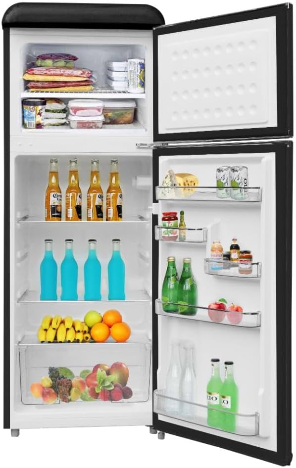 Frigidaire EFR756, 2 Door Apartment Size RETRO Refrigerator with Top Freezer, Chrome Handles, 7.5 cu ft