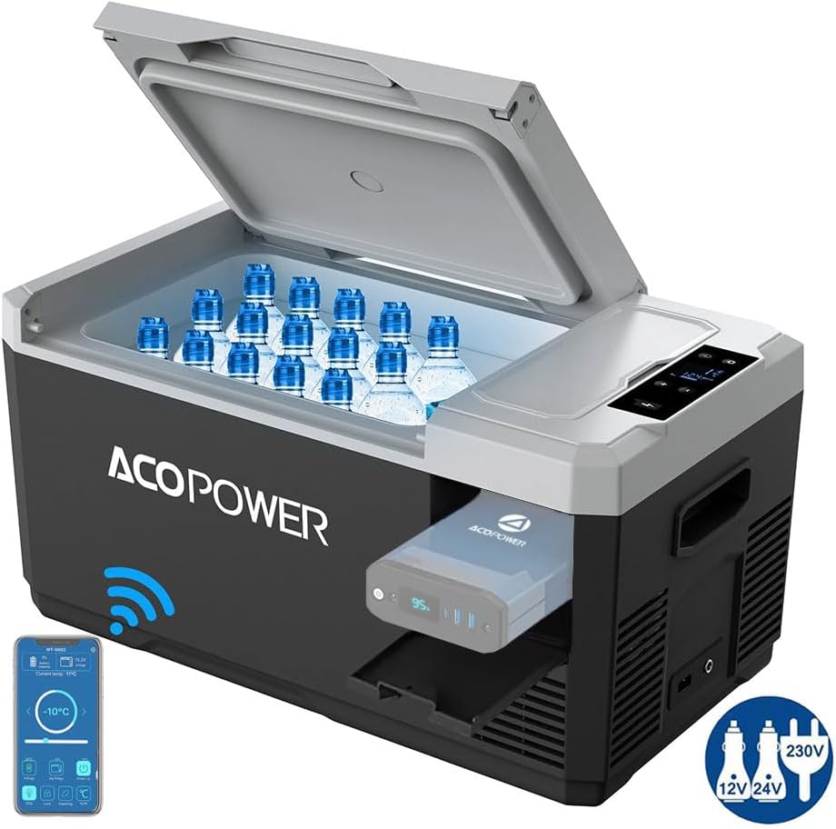ACOPOWER LiON Mini Car Fridge Freezer 19 Quarts, Battery Not Included