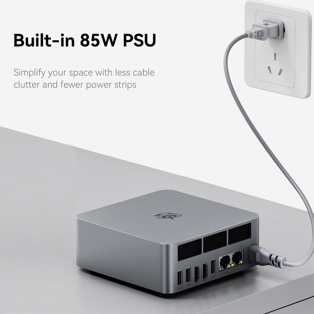 Beelink EQR7 Mini PC W11 Pro, AMD Ryzen 7 7735HS(6C/12T), 24GB LPDDR5 1TB NVME SSD Graphics 12 core 2200MHz Built in PSU, Dual 1000M LAN/WiFi 6/BT5.2/Dual Display Mini PC Computer