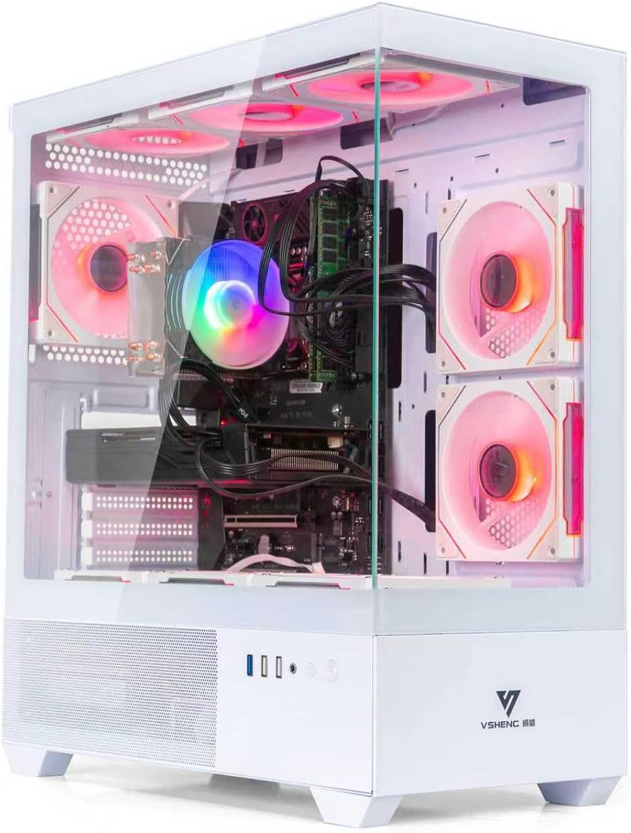 Gaming PC Desktop Computer – Xeon E5 3.20GHz, RTX 2080 Ti 11GB, 16GB DDR4 RAM, 512GB SSD + 1TB HDD, Wi-Fi 6 & Bluetooth 5.4, 9× ARGB Fans, Windows 11, 800W PSU Gaming Tower for Gamers