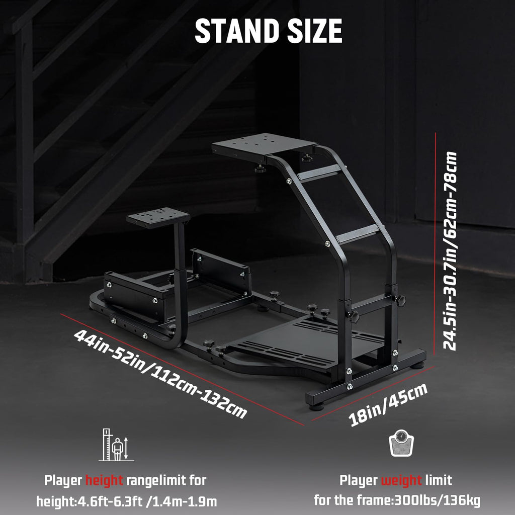 Dardoo Racing Simulator Cockpit Gaming Frame Fit for Logitech G27 G29 G920 G923,for Thrustmaster T300,for Fanatec,Adjustable Driving Steering Wheel Stand,Not Included Wheel, Pedal and Seat