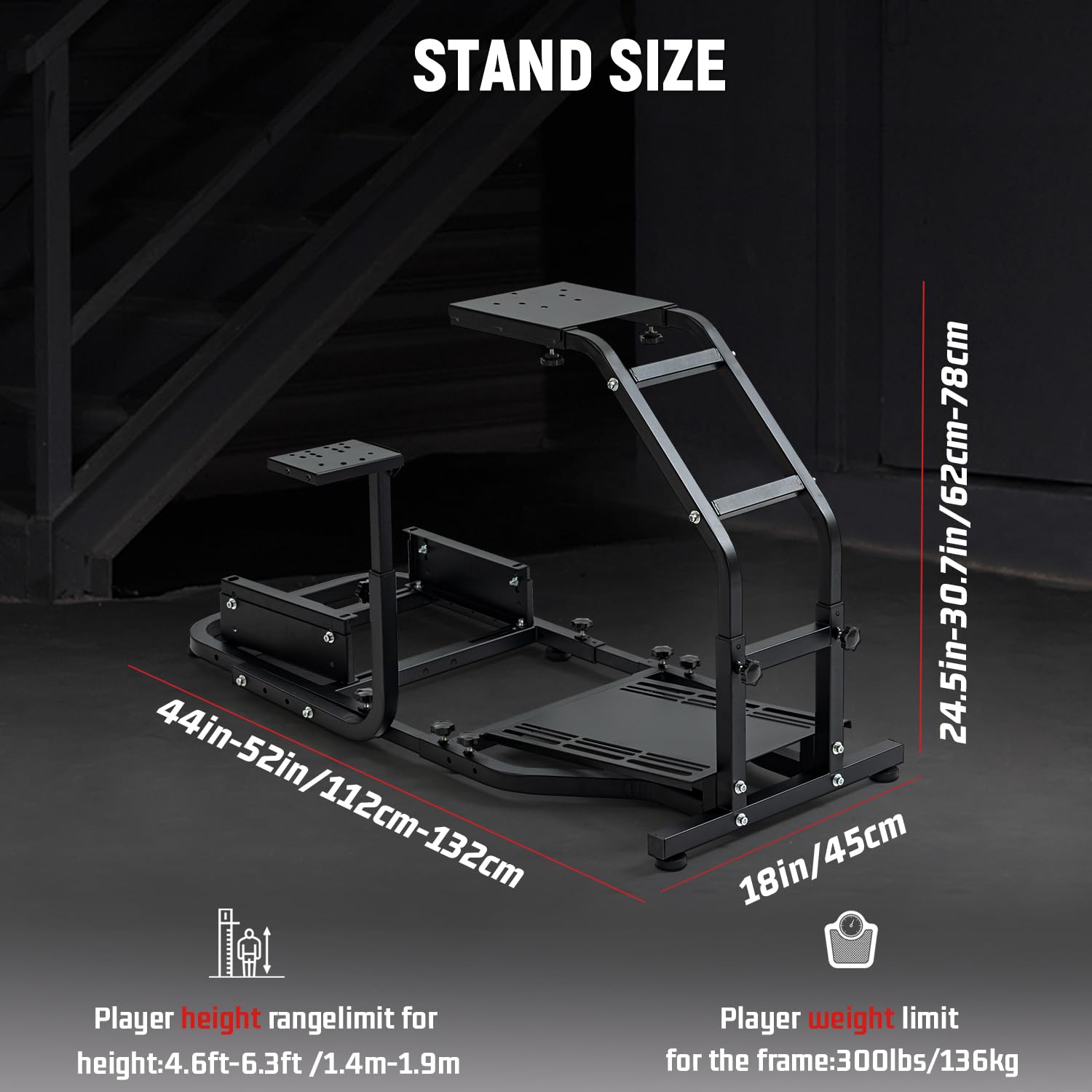 Dardoo Racing Simulator Cockpit Gaming Frame Fit for Logitech G27 G29 G920 G923,for Thrustmaster T300,for Fanatec,Adjustable Driving Steering Wheel Stand,Not Included Wheel, Pedal and Seat