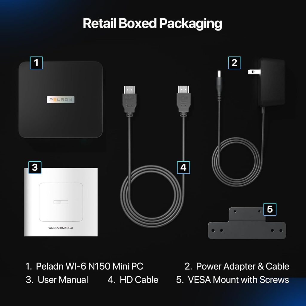 PELADN Mini PC,Twin Lake N150(Upgraded N100),16GB DDR4/512GB SSD,Type-C/Dual HD,Mini Desktop Computer,WiFi5 4K/60Hz Triple-Display USB3.2/BT4.2 Mini Computers for Home Business