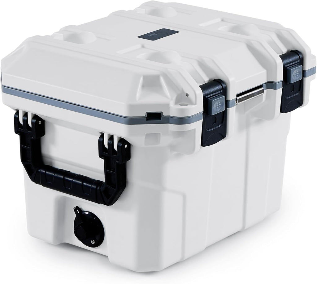 BluBox Hard Cooler Box, Heavy-Duty for Extended Outdoor Use, Camping, Fishing, White