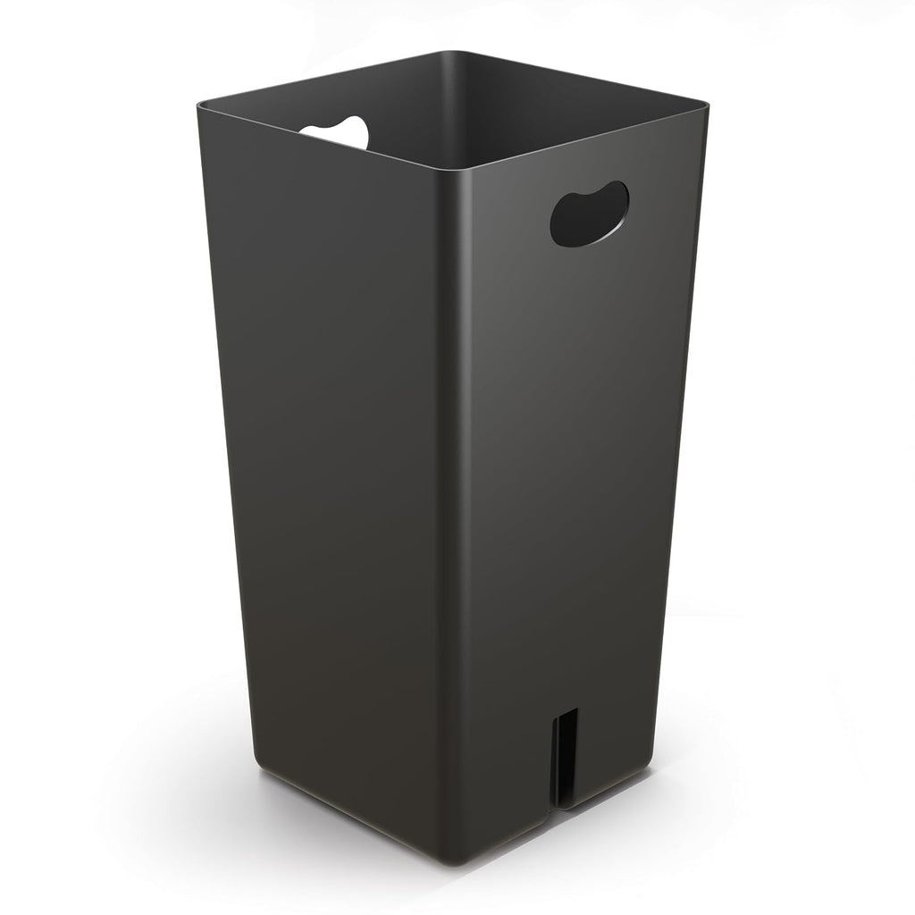 Suncast Commercial Products 30-Gallon Metal Outdoor Trash Can with Two-Way Lid, Adjustable Feet, and Removable Liner, Covered Design, Black, Made in the USA