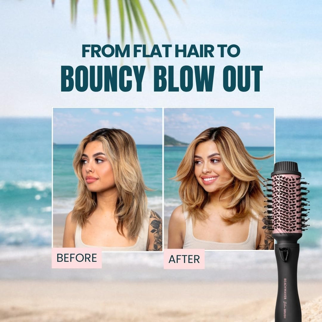 The Beachwaver Co. Blow Brush - Midnight Rose | Versatile Blow-Dry Brush for All Hair Types w/Interchangeable Attachments | 2 Speeds, 4 Heat Settings, and 4 Attachments - One Tool for Endless Looks!