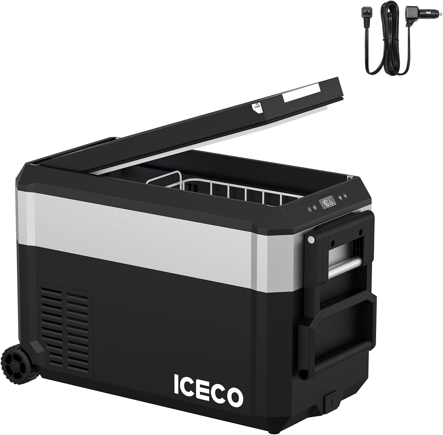 ICECO JP40 Pro 12 Volt Refrigerator Freezer, Portable Fridge with SECOP Compressor, -4°F to 68°F, DC 12/24V, AC 110/240V, Car Freezer for Camping, Outdoor, with Multi-Directional Lid