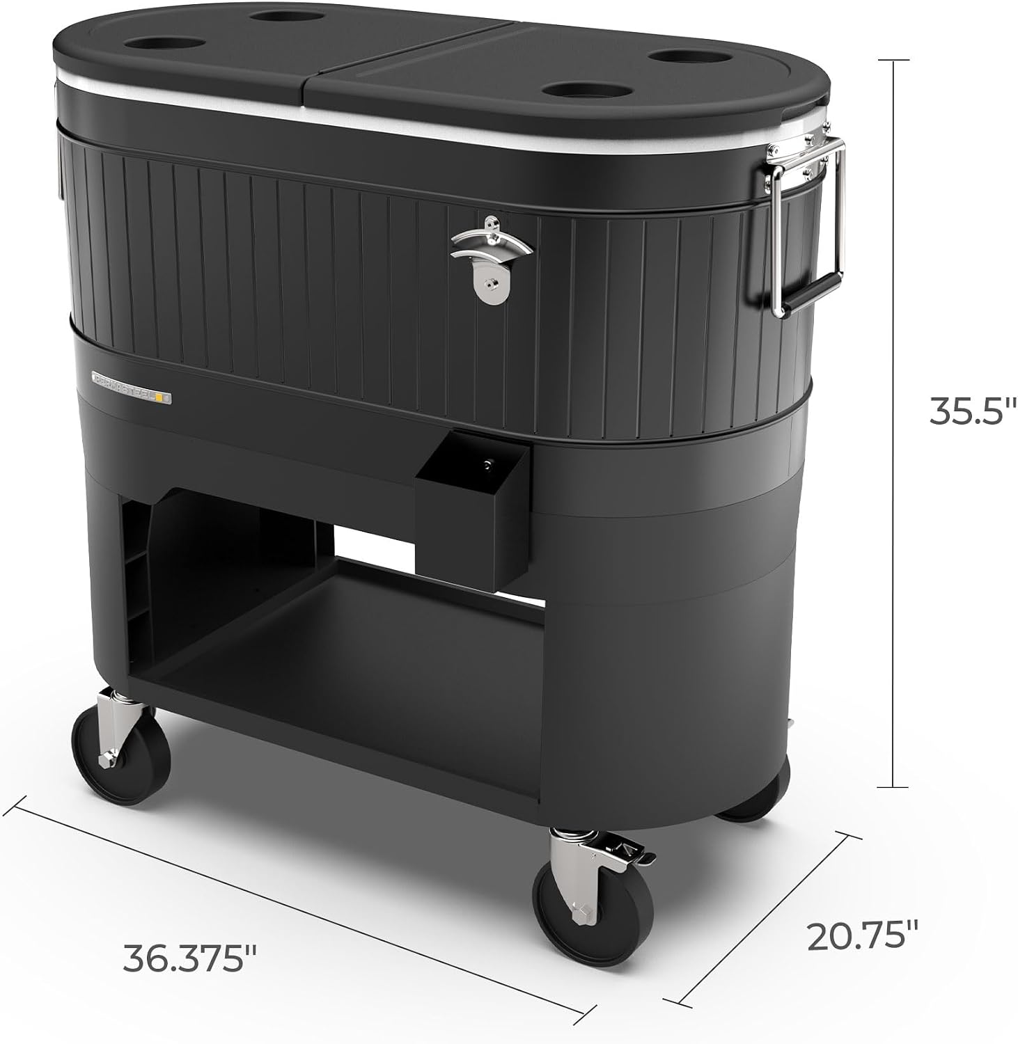 Permasteel Rolling Patio Cooler – Large Outdoor Ice Chest with Wheels, Beverage Cooler for Backyard, BBQ, Tailgate, Beach, Parties, Rustic Farmhouse Design
