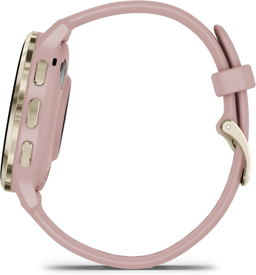 Garmin Venu 3S Advanced Fitness and Health Tracker Smart Watch Soft Gold Stainless Steel Bezel with Dust Rose Case 41MM Silicone and 1.2 Inch AMOLED Touch Screen Display