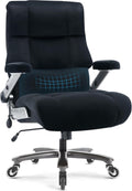 VUZI 700LBS Large Heavy Duty Office Chair with 3D Flip Arms, Big and Tall Plus Size Fabric Executive Desk Chairs, High Back Extra Wide Computer Chair with Adjustable Lumbar Support, Sturdy Metal Base