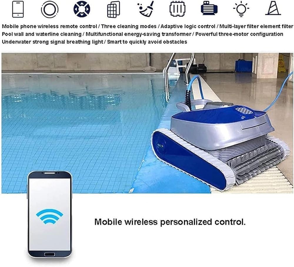 Automatic Robotic Pool Vacuum Cleaner, Wall Climbing Pool Cleaning Robot, Powerful Suction Lasts 90 Mins, Ideal for Above-Ground Pools