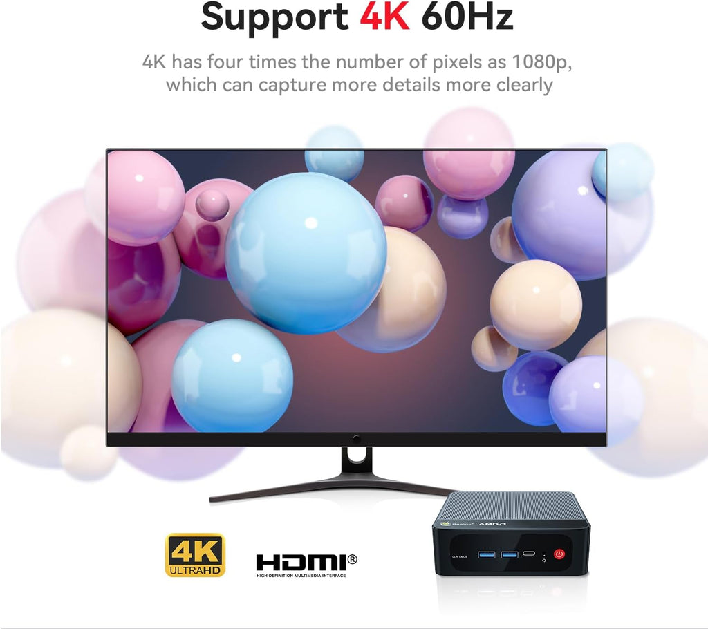 Beelink SER5 Pro Mini PC, AMD Ryzen 7 5625U(Up to 4.3GHz) 6C/12T, Mini Desktop Computer 16GB DDR4 RAM 480GB NVMe SSD, Mini Gaming PC 4K@60Hz Output/BT5.2/WiFi 6 for Office/Gaming/Home