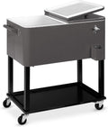 Best Choice Products 80-Quart Outdoor Steel Rolling Cooler Cart w/Ice Chest, Bottle Opener, Catch Tray, Drain Plug, Locking Wheels