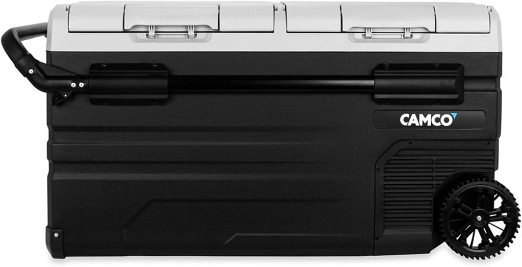 Camco 51520 CAM-750 Portable Refrigerator, AC 110V/DC 12V Compact Fridge/Freezer with Dual Zone Cooling, 75-Liter - Keeps Food and Drinks Cold While On-the-Go - Ideal for Road Trips, RVing, Camping, B , Black