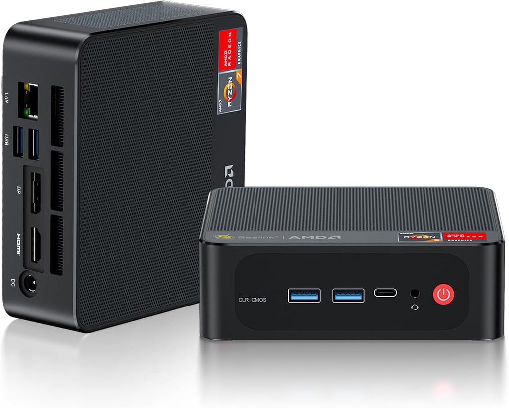 Beelink SER5 MAX Mini PC, AMD Ryzen 7 7735HS (8C/16T, up to 4.75GHz), 24GB LPDDR5 500G NVME SSD, Mini Desktop Computer Support 4K@120Hz, WiFi6, BT5.4, DP+HDMI, Type-C