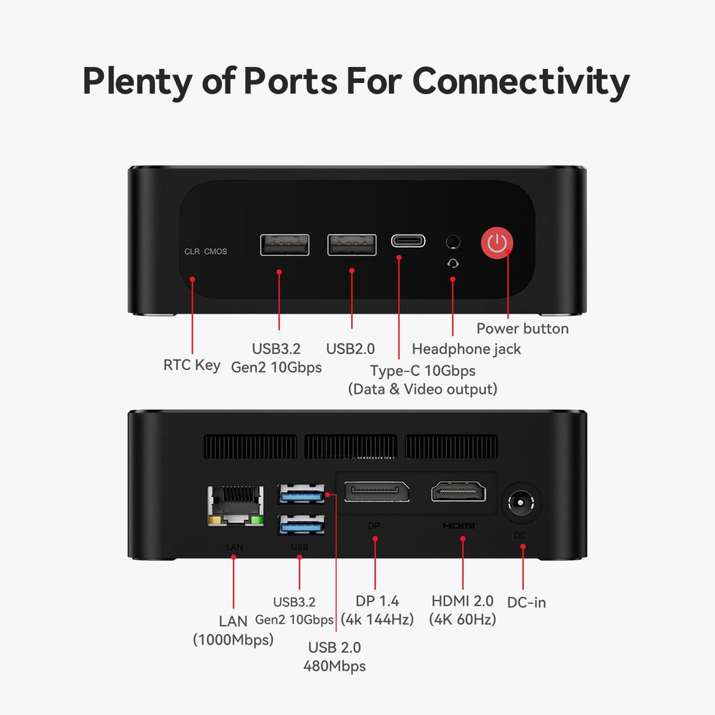 Beelink SER5 MAX Mini PC, AMD Ryzen 7 6800H(8C/16T, up to 4.7GHz), 32GB LPDDR5 500GB NVME SSD, SER5 Mini Computer Support 4K@144Hz, Triple Display, HDMI+DP, WiFi6, BT5.2, Type-C