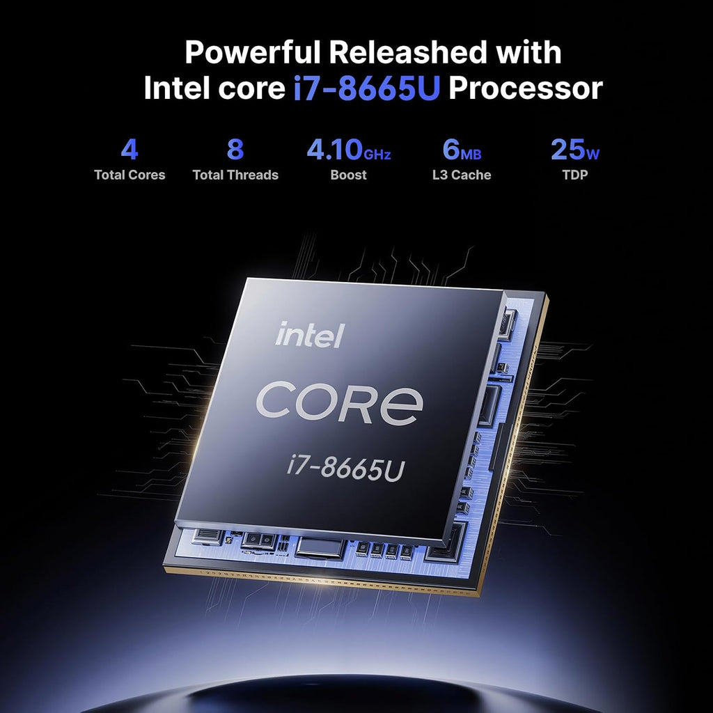 Intel NUC NUC8V7CB8N Slim Mini PC 8GB DDR3 RAM & 256GB SSD Versatile Computers with Intel Core i7-8665U Processor, Support HDMI Dual 4K UHD/Bluetooth 5.1/Windows 11 Pro preinstalled