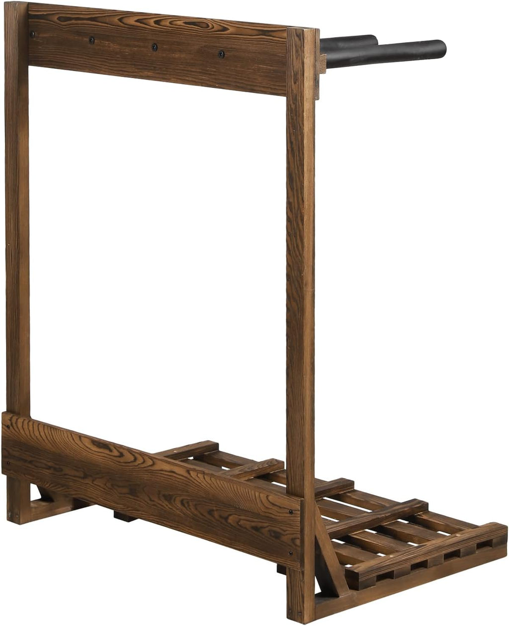 MyGift 4-Ft Tall Rustic Burnt Wood Freestanding Vertical Surfboard Rack, Wakeboard SUP Paddleboard Storage Rack - Holds up to 4 Boards