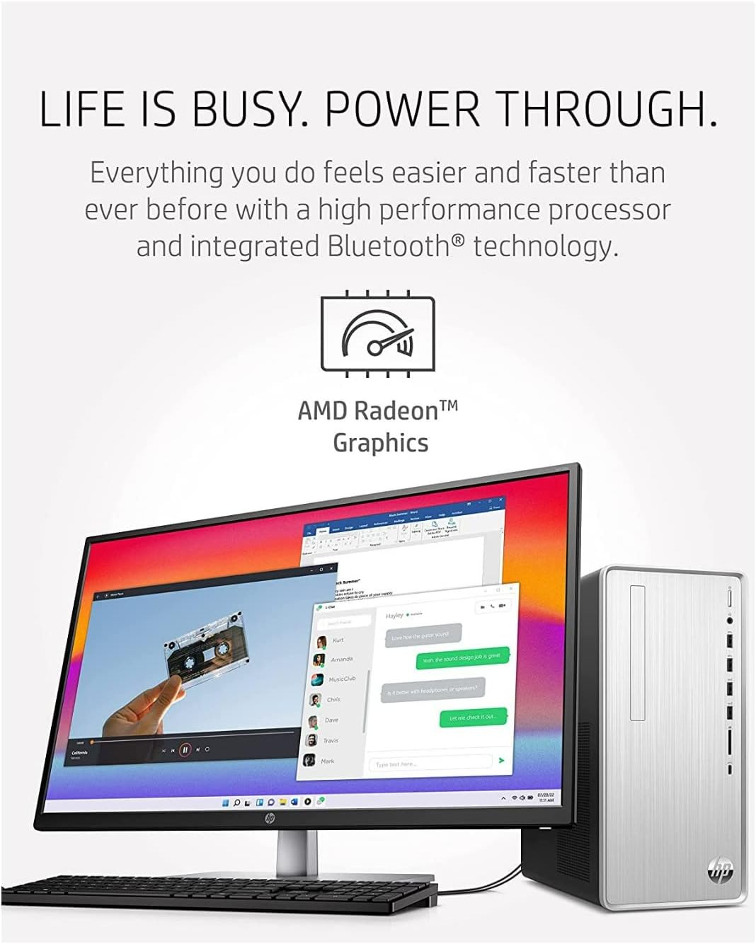 HP Pavilion Desktop PC, AMD Ryzen 5 5600G, 12 GB RAM, 512 GB SSD, Windows 11 Home, Wi-Fi 5 & Bluetooth Connectivity, 9 USB Ports, Wired Keyboard and Mouse Combo, Pre-Built PC Tower (TP01-2040, 2022)