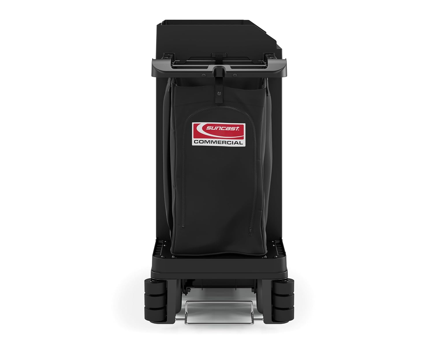 Suncast Commercial Standard Housekeeping Cart with Hanging Bag, Integrated Cleaning Tool Storage, 4-Tier Design, 56' Height x 22' Width, Made in The USA