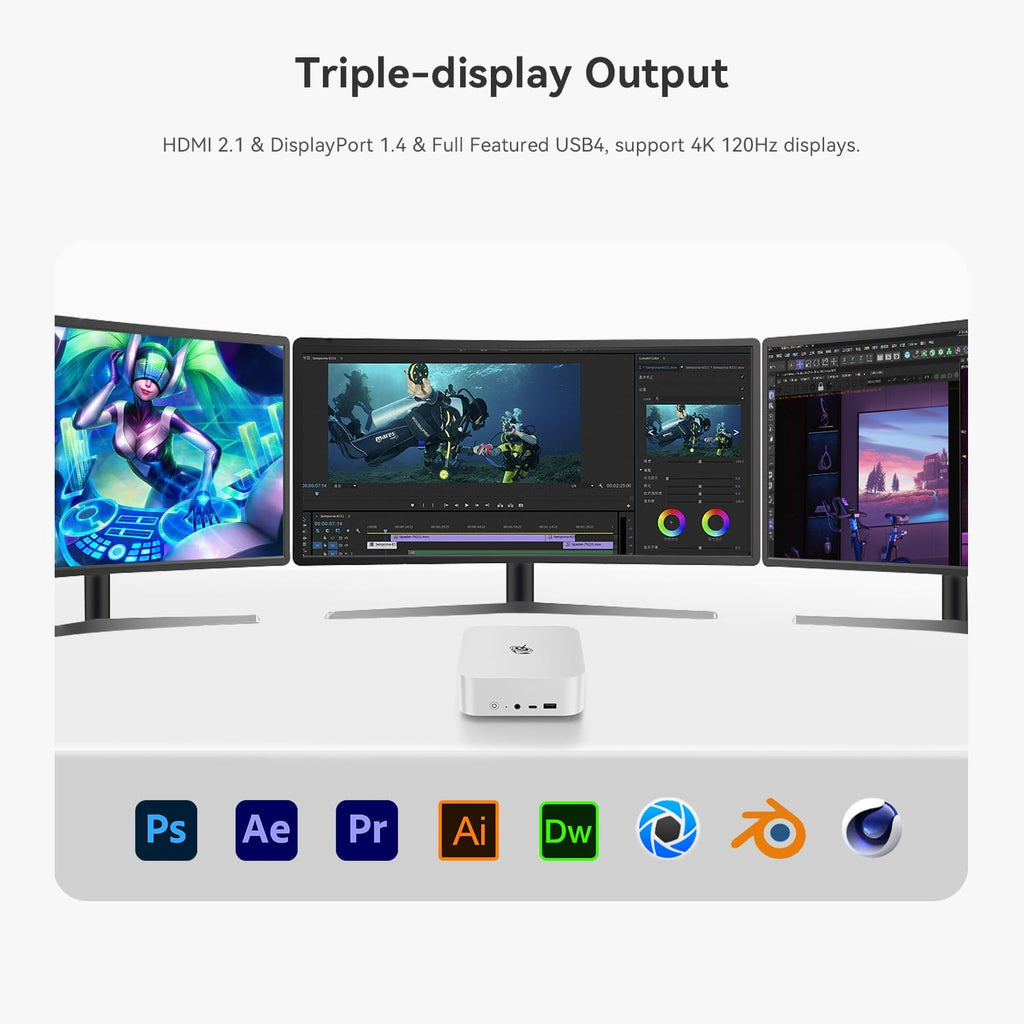Beelink SER8 Mini PC, AMD Ryzen 7 8745HS 8C/16T, 32GB DDR5 1TB M.2 PCle4.0 SSD Mini Desktop Computer, HDMI+DP+USB4 Triple Display Output, WiFi 6, 2.5G LAN, Bluetooth 5.2 W-11 Mini Gaming Computer