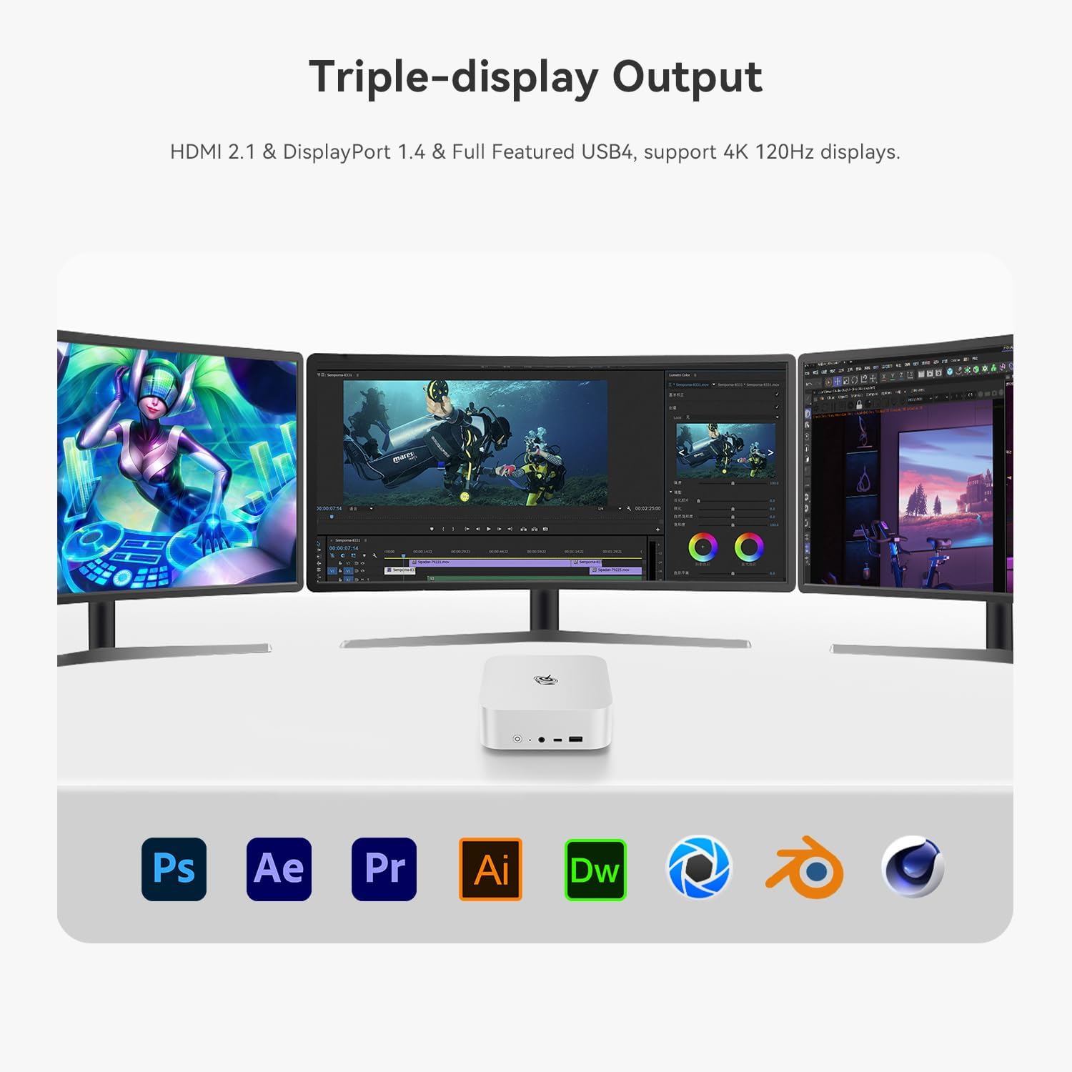 Beelink SER8 Mini PC, AMD Ryzen 7 8745HS 8C/16T, 32GB DDR5 1TB M.2 PCle4.0 SSD Mini Desktop Computer, HDMI+DP+USB4 Triple Display Output, WiFi 6, 2.5G LAN, Bluetooth 5.2 W-11 Mini Gaming Computer
