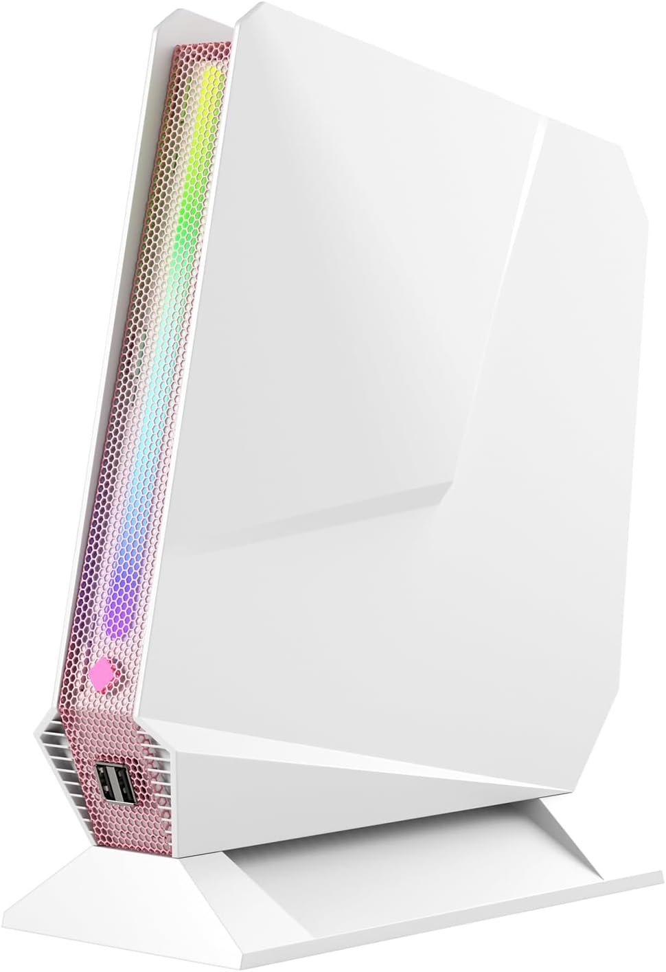 Mini PC, Intel Core i7-8750H(8C/16T up to 4.1GHz), GeForce GTX 1050 3G Discrete Graphics Mini Computer with RGB Lights, 16GB DDR4 RAM, 512 NVMe SSD, 2X HDMI + Type- C, WiFi6 BT5.2, Win 11 Pro, White