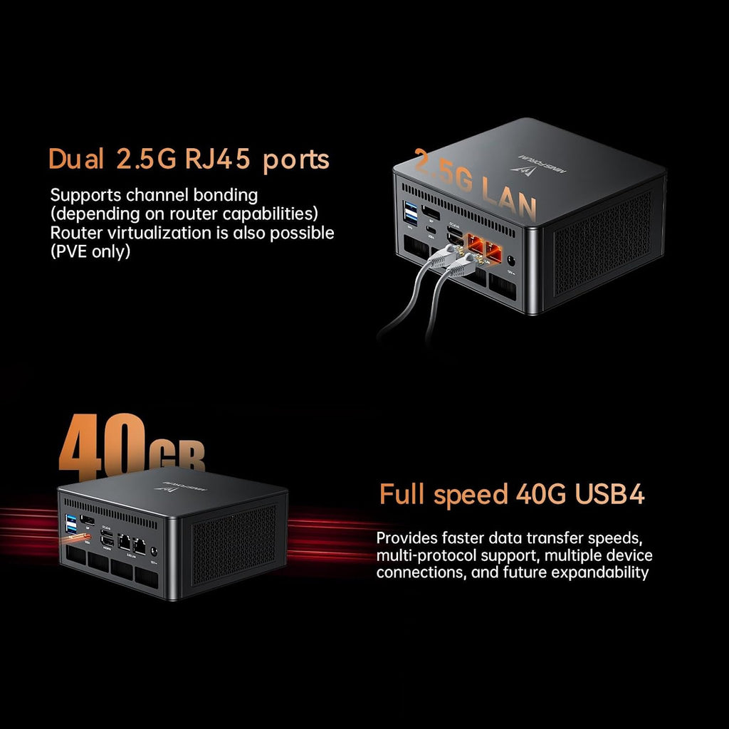 MINISFORUM DeskMimi Mini PC, Ryzen 9 8945HS 5.2GHz, 32GB DDR5 5600MHz + 1TB PCIe 4.0 SSD, Radeon 780M, Quad 4K Display(HDMI/DP1.4/USB4 х 2), Dual 2.5G LAN Mini Desktop Computer
