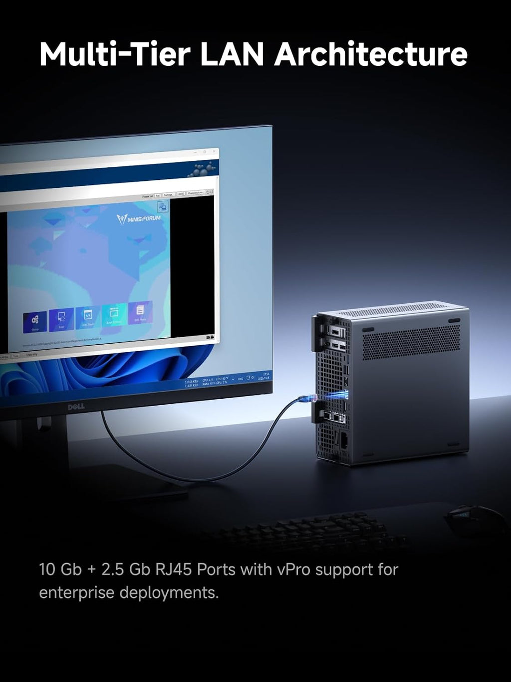 MINISFORUM MS-02 Ultra Workstation Mini PC, Intel Core Ultra 9 285HX (24C/24T, up to 5.5GHz), PCIe 5.0 x16, 4× DDR5 Slots, 4× M.2 Slots, USB4 v2 80Gbps, Dual 25GbE+10GbE+2.5GbE, Wi-Fi 7, 350W PSU