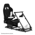 Anman Flight Sim Stand Game Simulator Cockpit with Black Seat Fit for Logitech G29,for Thrustmaster T80 T150 T300RS,for Fanatec Dual Shift Rod Fittings -Flight Series Not Included Wheel Pedals Shifter