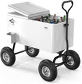 VINGLI 80 Quart Wagon Rolling Cooler Ice Chest, w/Long Handle and 10' Wheels, Portable Beach Patio Party Bar Cold Drink Beverage, Outdoor Park Cart on Wheels