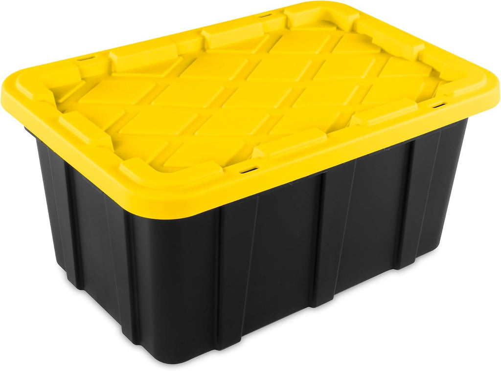 Sterilite 24-Pack Industrial Tote, Plastic Storage Container Bins with Lids, 17 Gallon - Heavy-Duty Organizing Containers for Closet, Bathroom, and Office